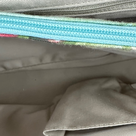 Fossil Floral Canvas Shoulder Bag Bamboo Handle Green Pink Tropical Purse - Picture 5 of 10